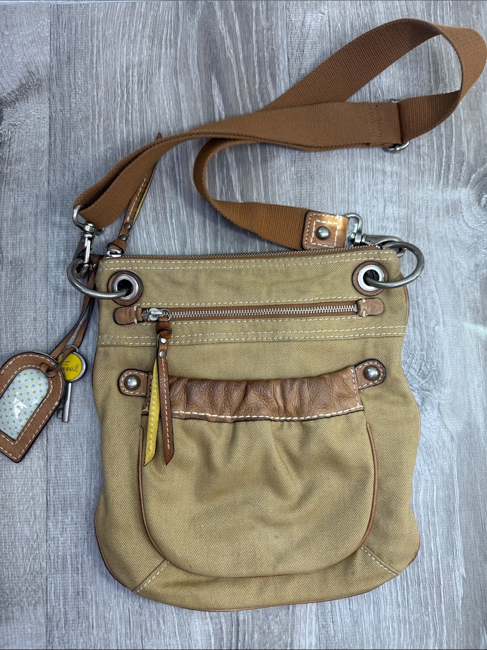 Fossil Crossbody Bag in Tan and Brown